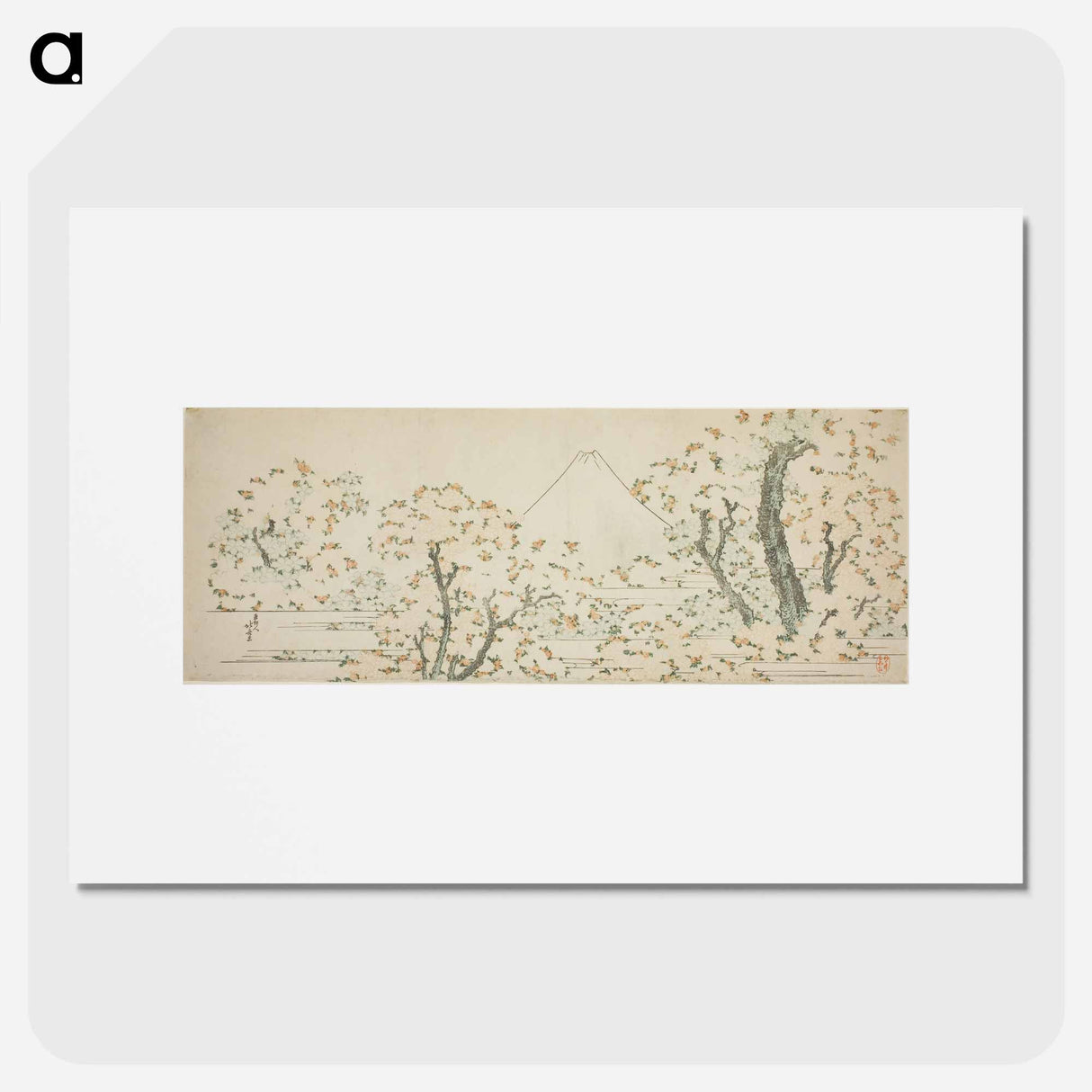 アートポスター-Hokusai's Fuji en kersenbloesem - 葛飾 北斎 Poster.
