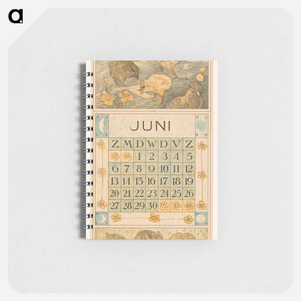 Kalenderblad juni met kuikens - テオ ヴァン ホイテマ Memo.