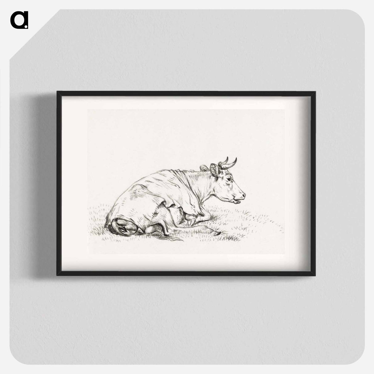 Lying cow, to the right - Jean Bernard Poster.