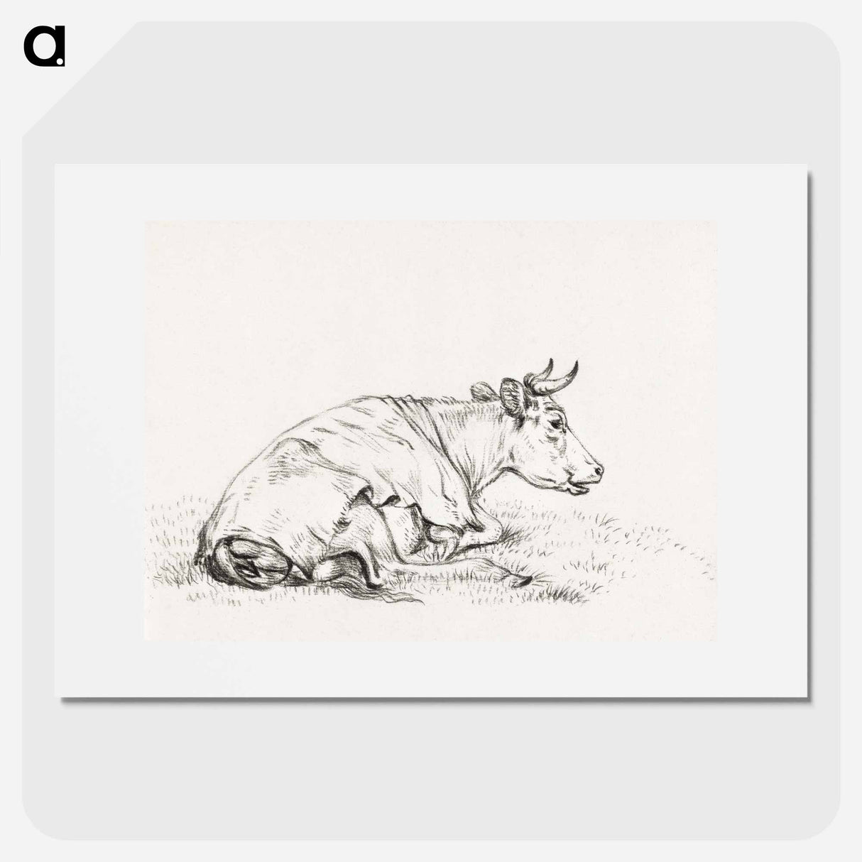 Lying cow, to the right - Jean Bernard Poster.