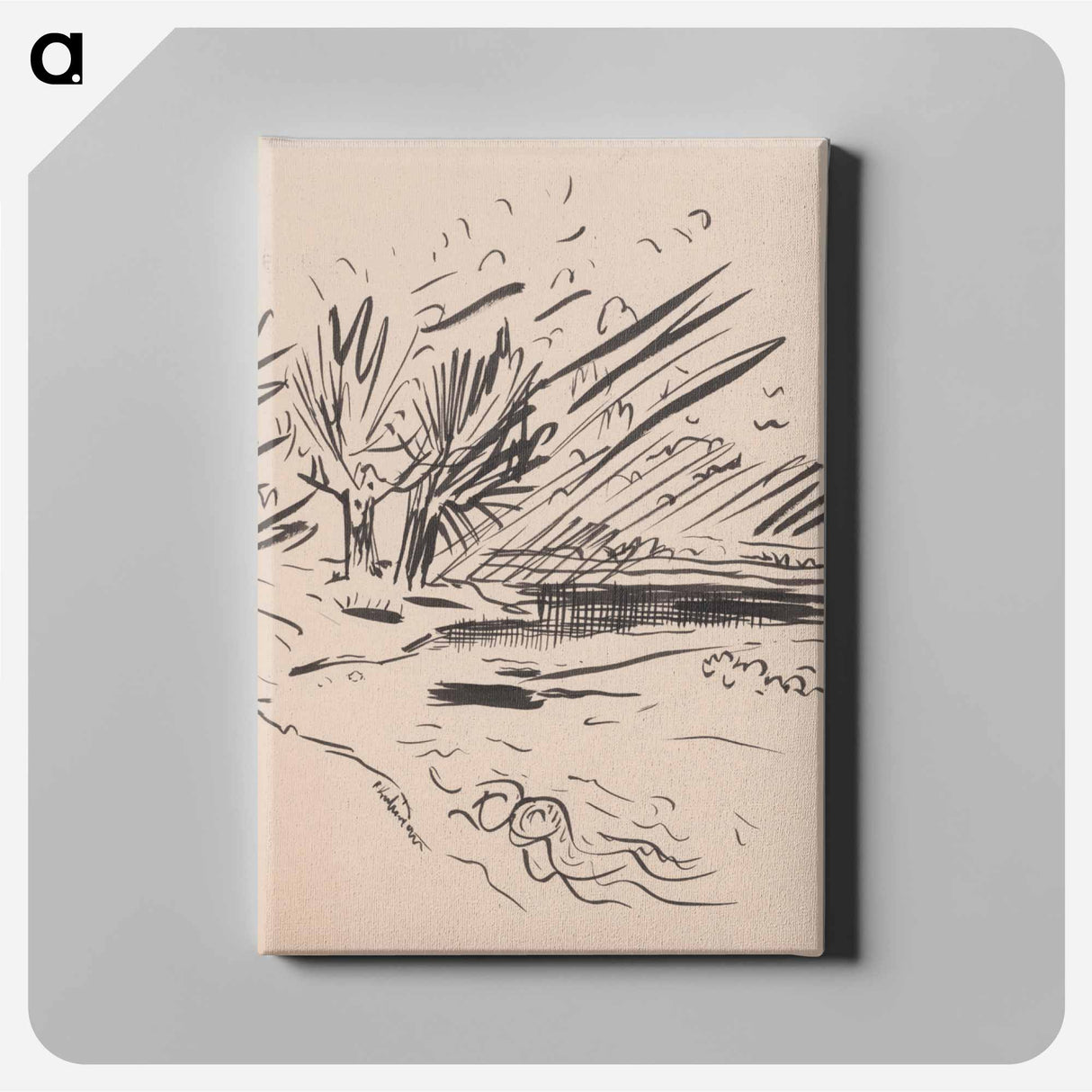 Landscape with a river - アーノルド ピーター ワイズ クビンチャン Canvas.