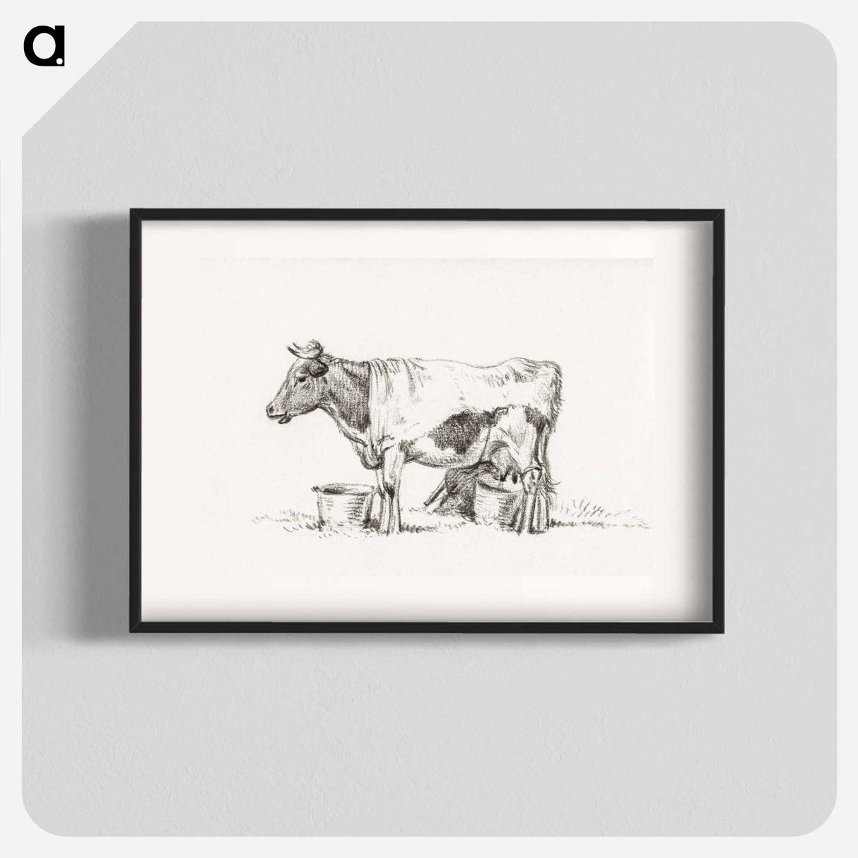 Standing cow, with milk bucket and milk stool - Jean Bernard Poster.