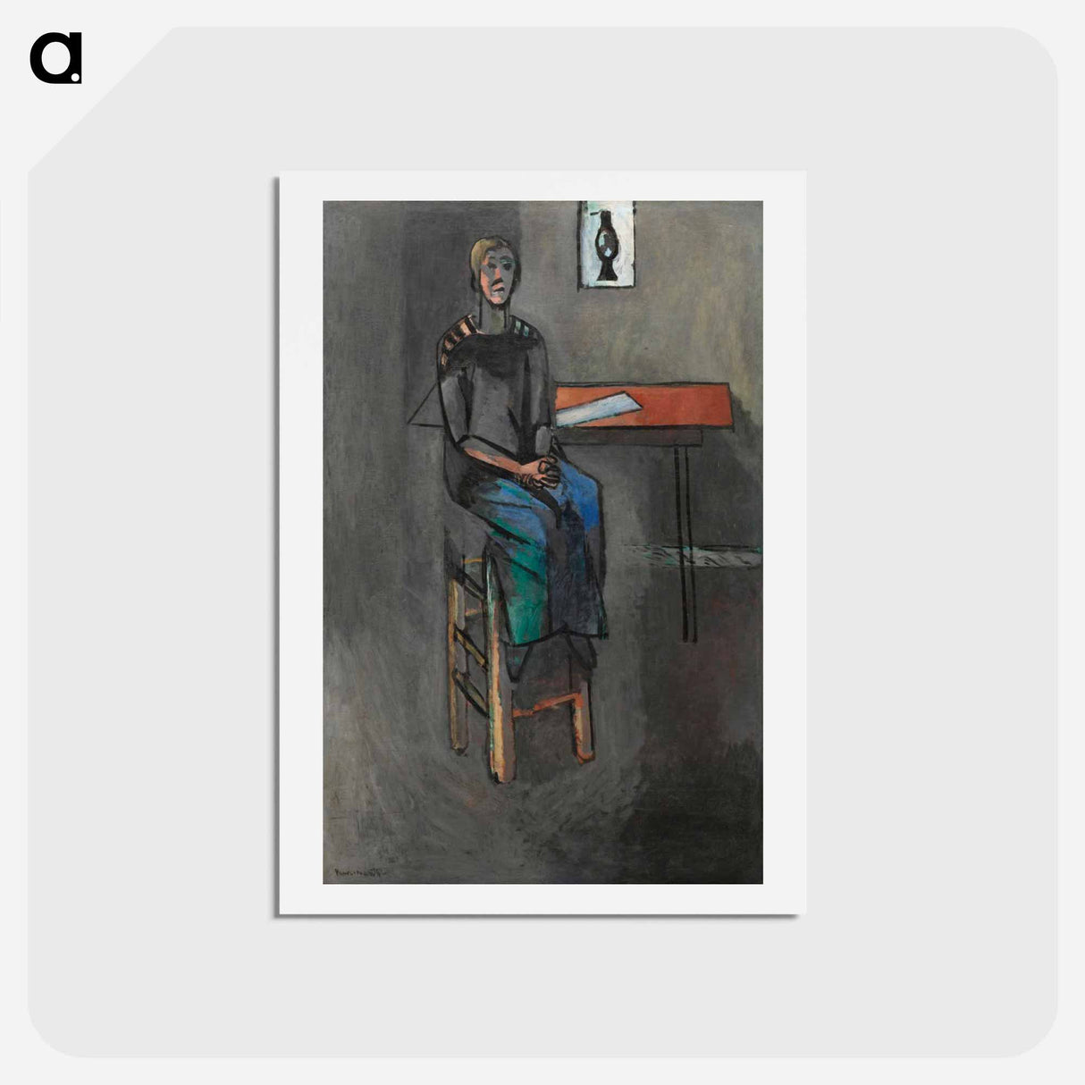 アートポストカード-Woman on a High Stool - アンリ マティス Postcard.