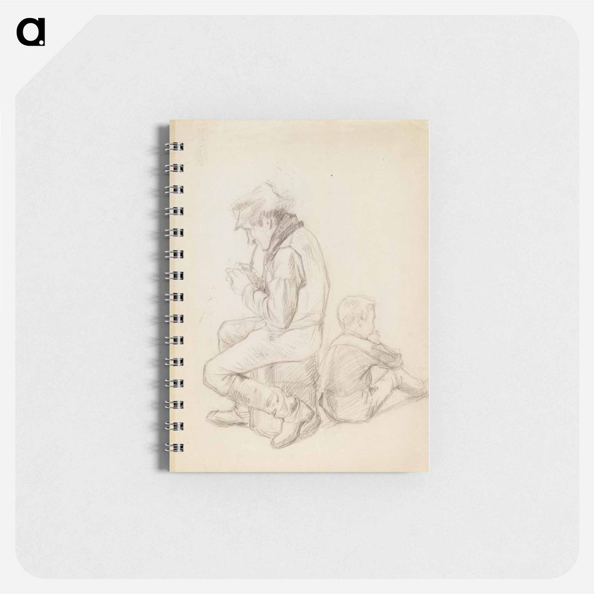 Ukko joka sytyttää piippunsa ja istuva poika - アルバート エーデルフェルト Memo.