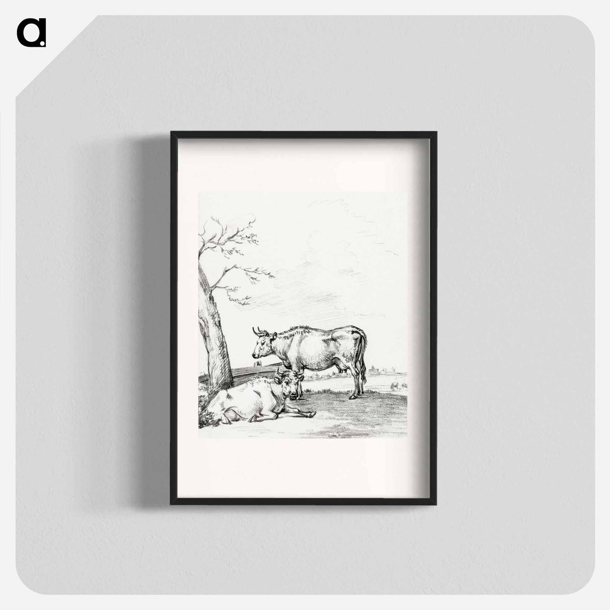 Standing and lying cow - ジャン ベルナール Poster.