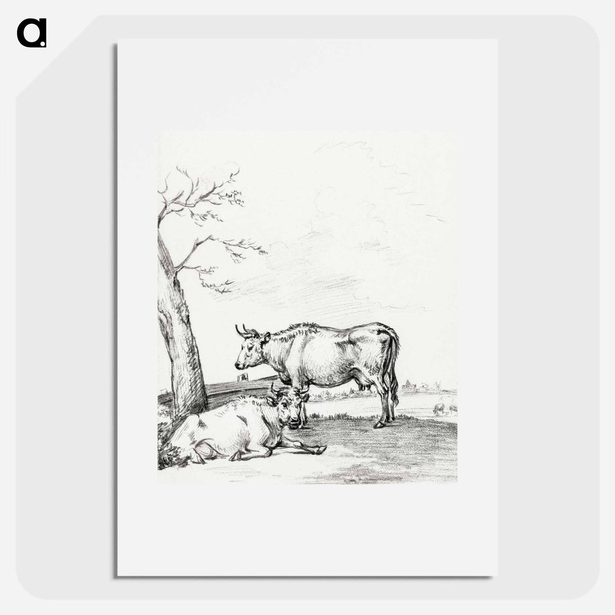 Standing and lying cow - ジャン ベルナール Poster.