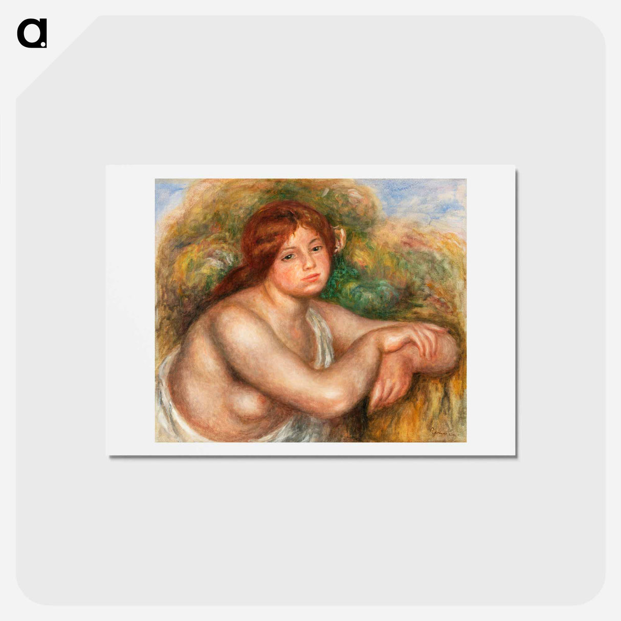 アートポストカード-Nude Study, Bust of a Woman - ピエール オーギュスト ルノワール Postcard.