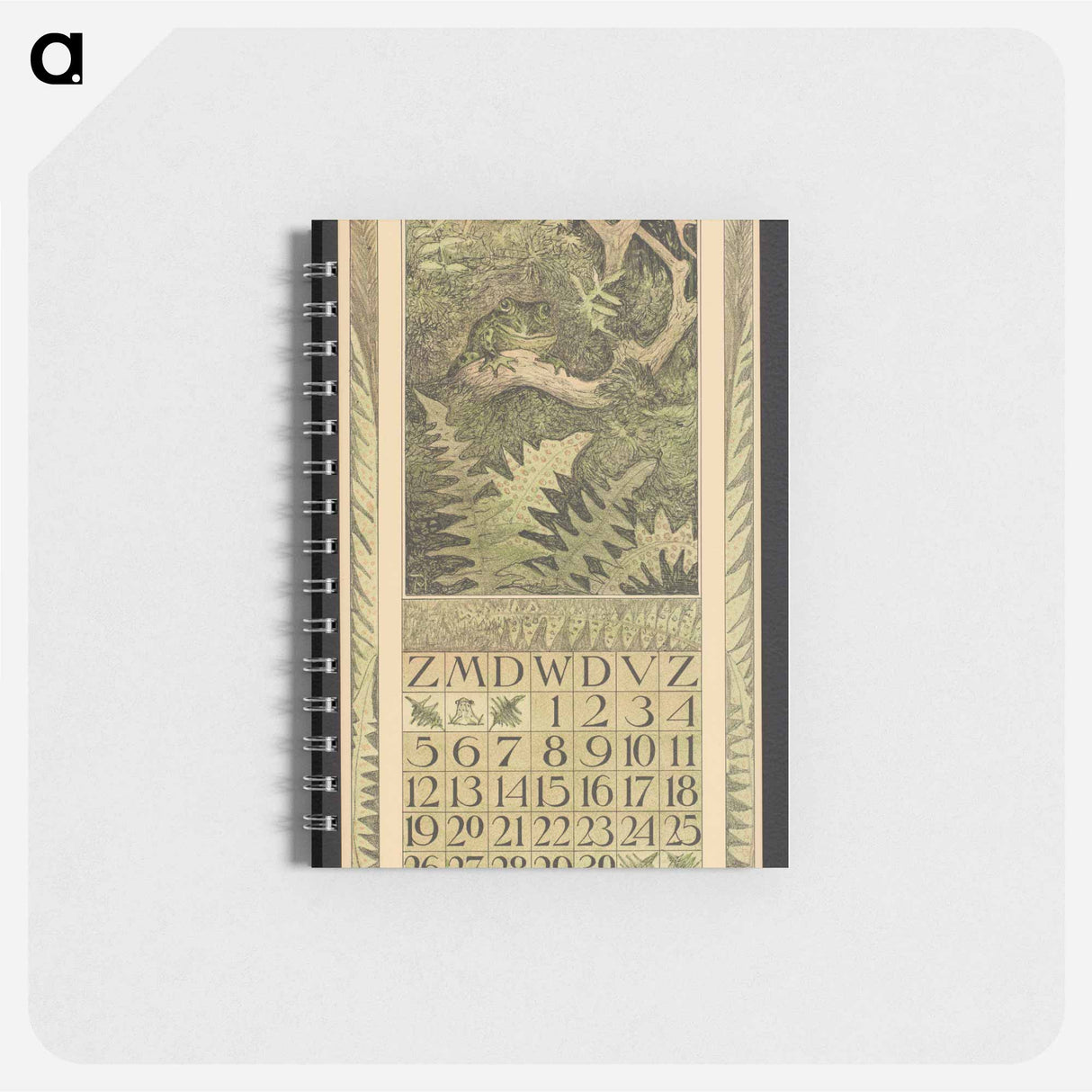 Kalenderblad voor november 1911 met een kikker in het bos by Theo van Hoytema - テオ ヴァン ホイテマ Memo.