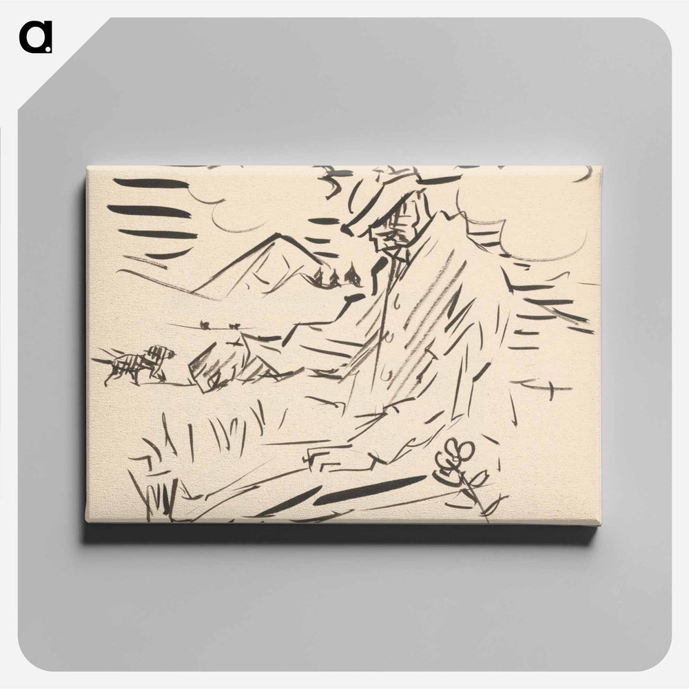 Sketchbook 19 seated man in the landscape - アーノルド ピーター ワイズ クビンチャン Canvas.