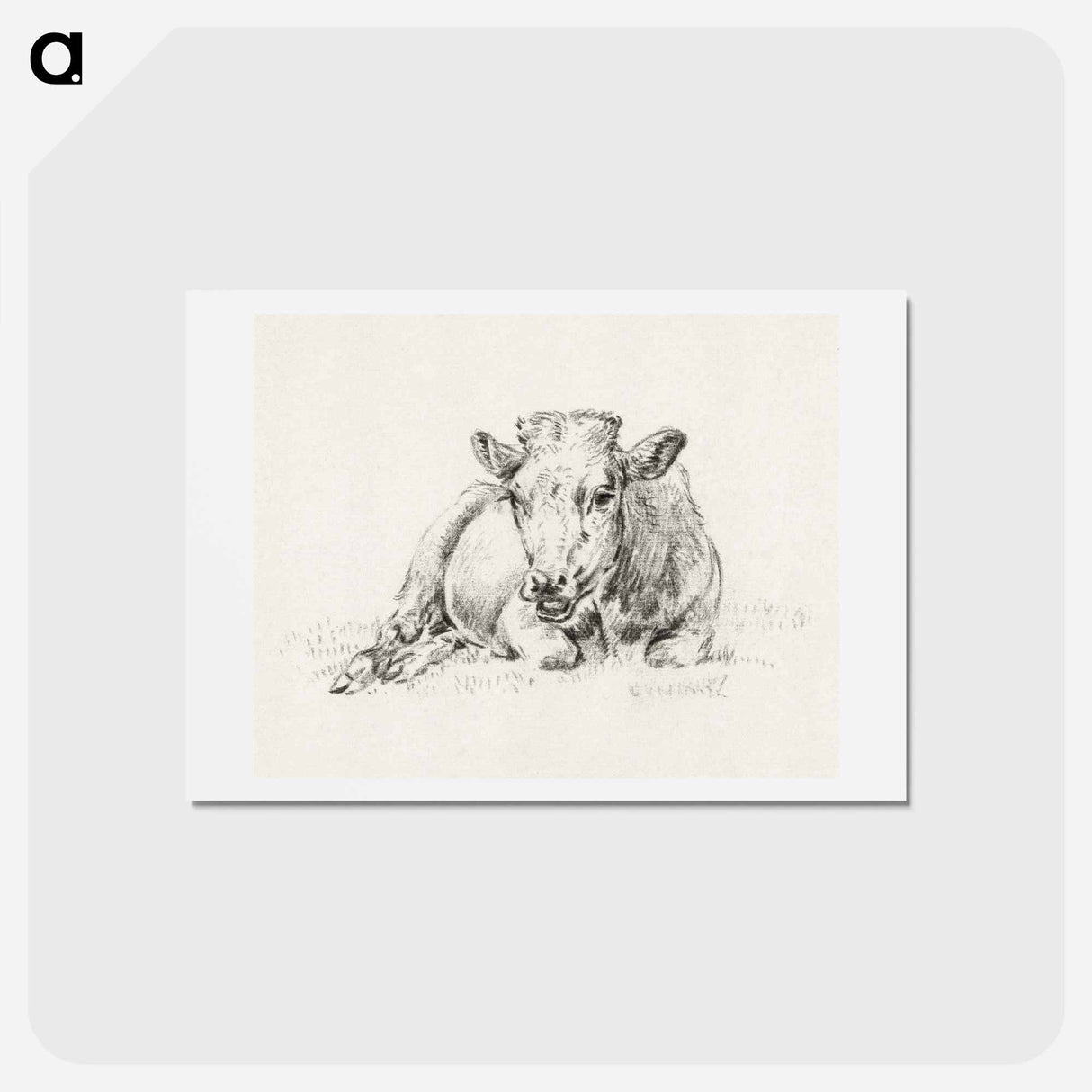 アートポストカード-Lying cow Jean Bernard, after Adriaen van de Velde - ジャン ベルナール Postcard.