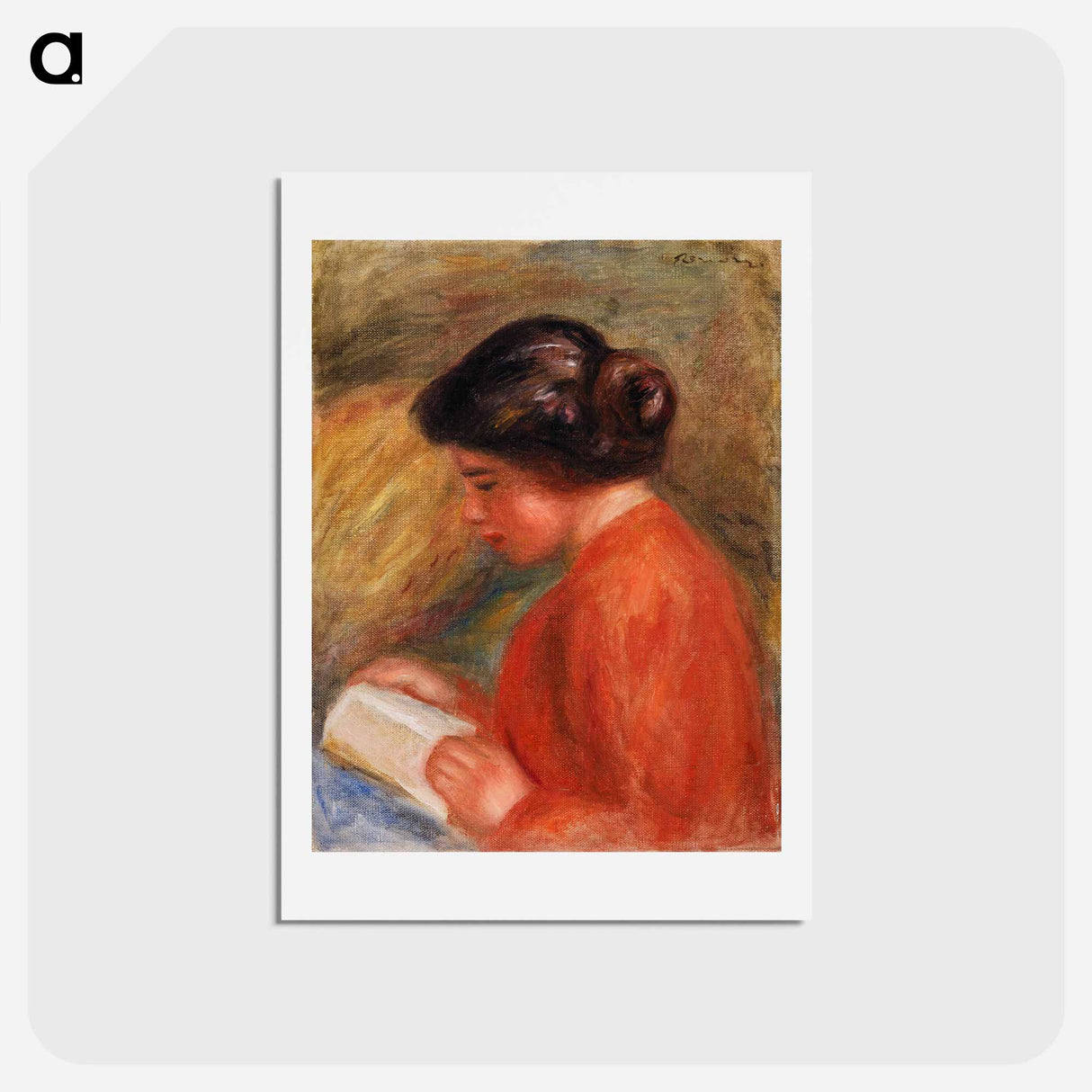 アートポストカード-Young Woman Reading - ピエール オーギュスト ルノワール Postcard.