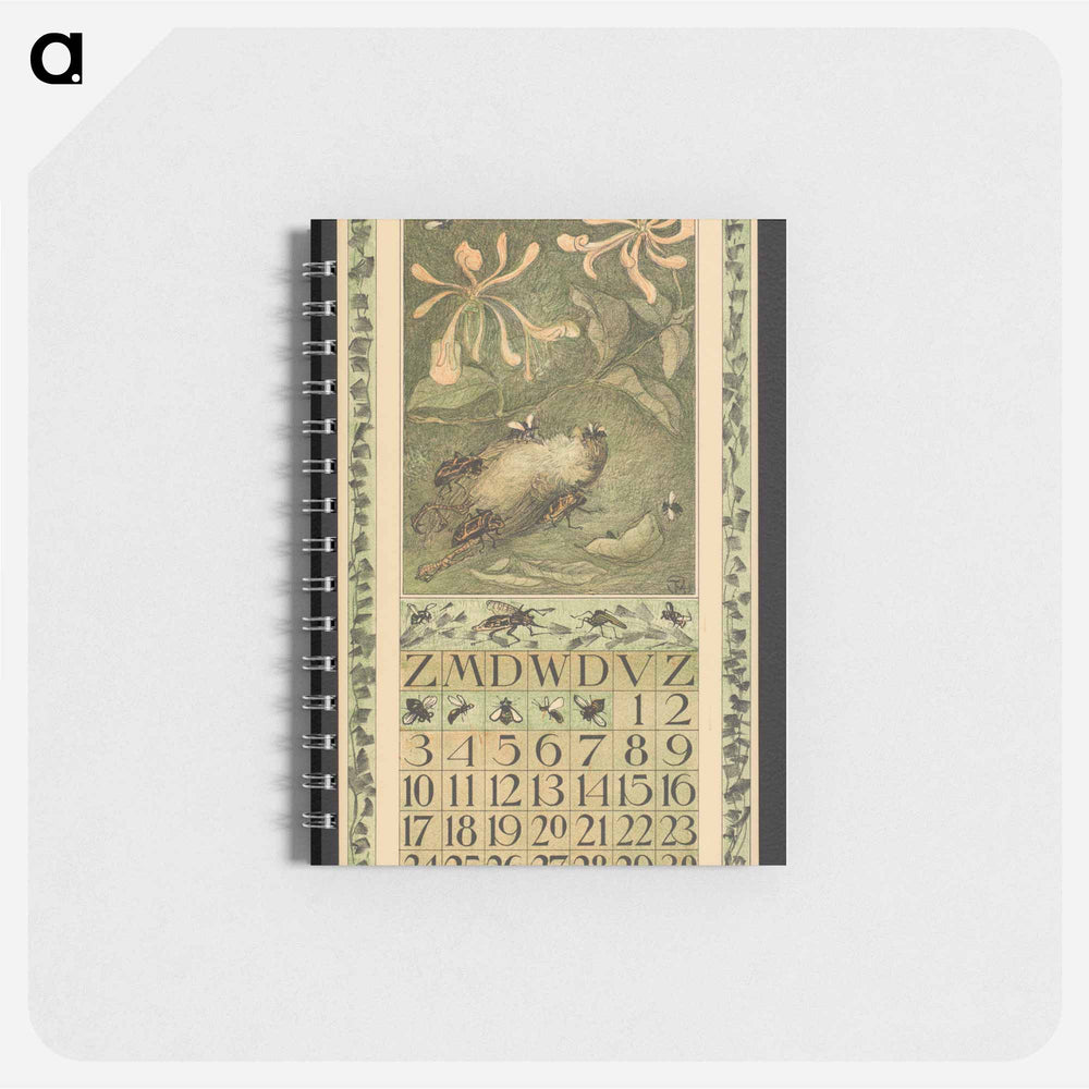 Kalenderblad voor september 1911 met kevers en een dode mus - テオ ヴァン ホイテマ Memo.