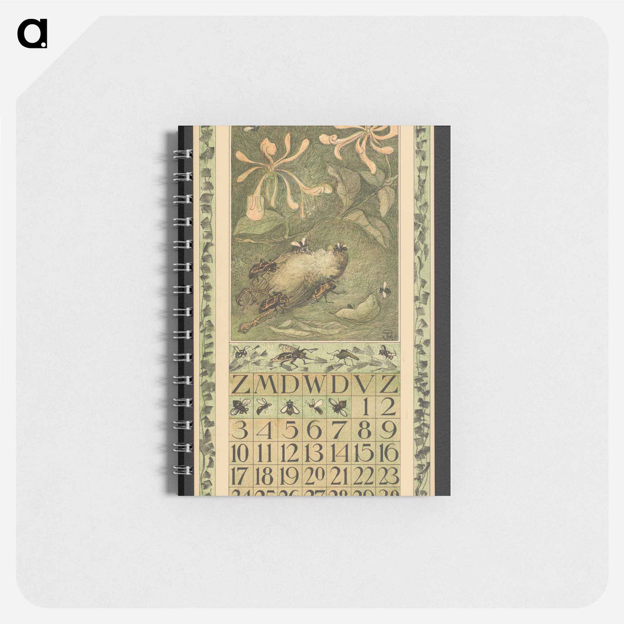 Kalenderblad voor september 1911 met kevers en een dode mus - テオ ヴァン ホイテマ Memo.