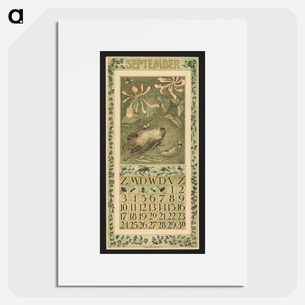 Calendar for September 1911 with children and girls - Theo van Hoytema Poster.