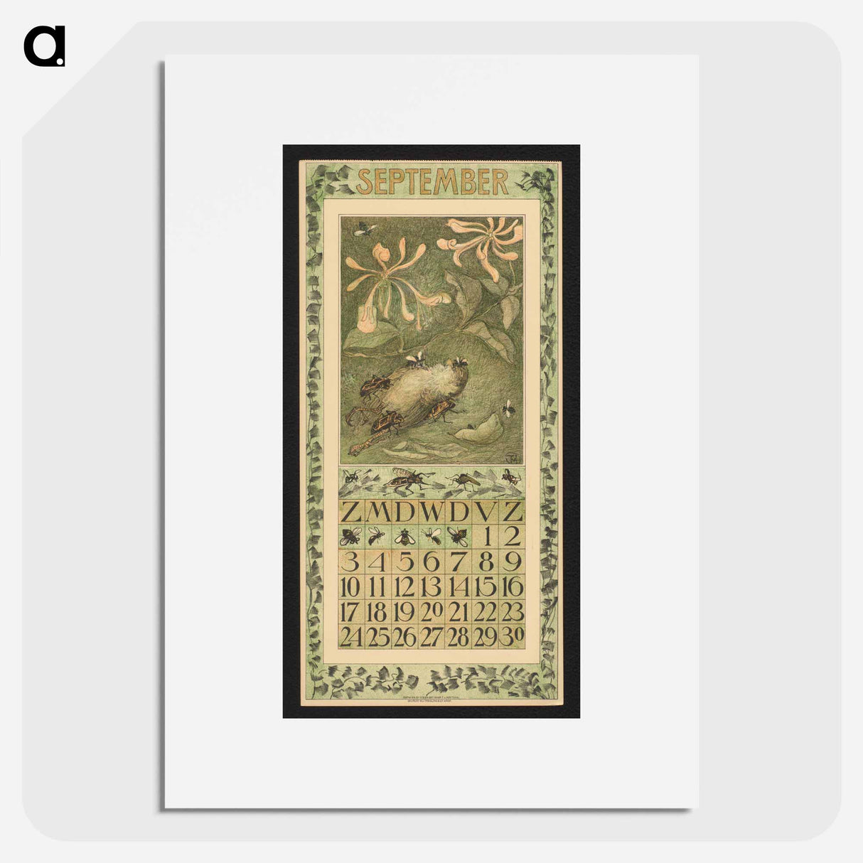 Calendar for September 1911 with children and girls - Theo van Hoytema Poster.