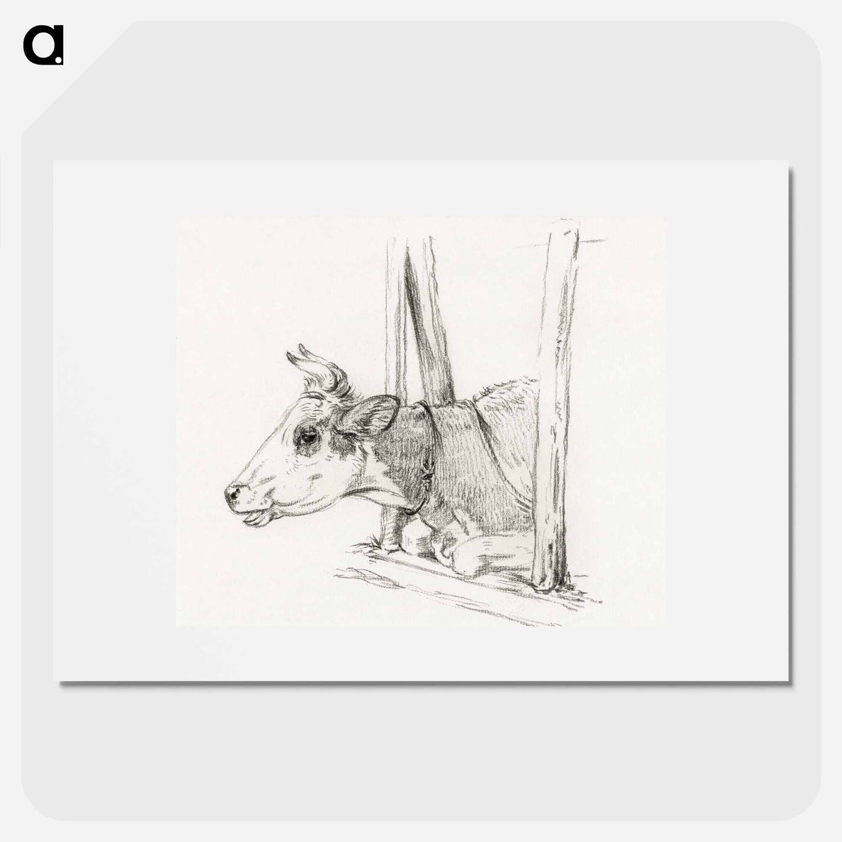 Head of a cow, lying in a stable - Jean Bernard Poster.