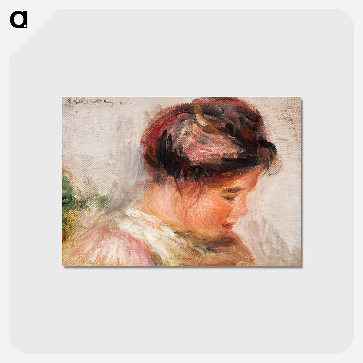 アートポストカード-Head of Young Girl (Tête de jeune fille) - ピエール オーギュスト ルノワール Postcard.