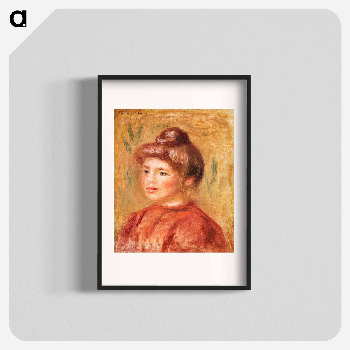 アートポスター-Bust of Woman in Red - ピエール オーギュスト ルノワール Poster.