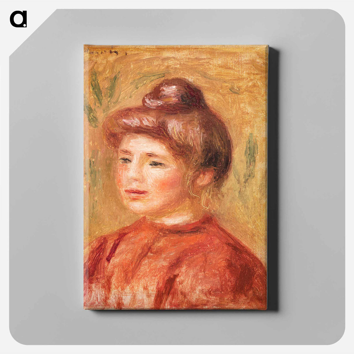 アートパネル-Bust of Woman in Red - ピエール オーギュスト ルノワール Canvas.