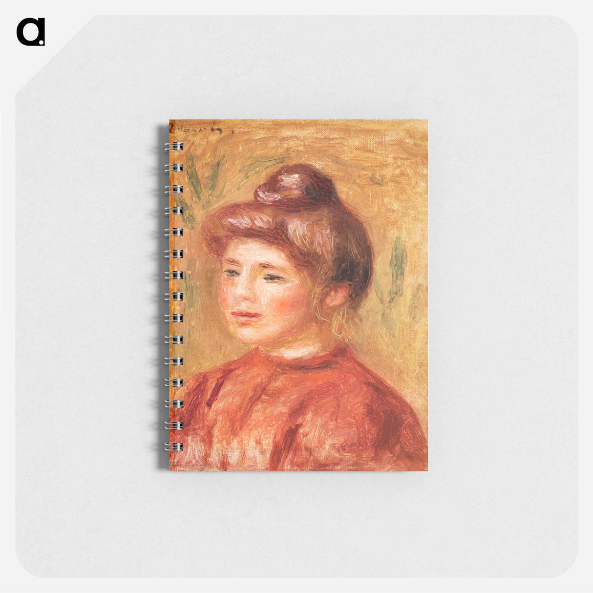 Bust of Woman in Red - ピエール オーギュスト ルノワール Memo.