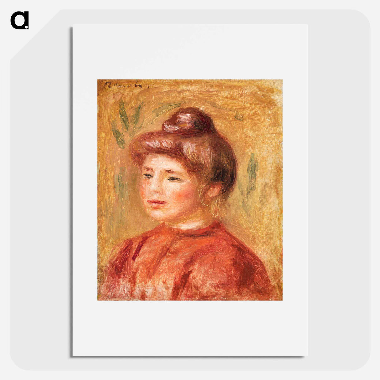 アートポスター-Bust of Woman in Red - ピエール オーギュスト ルノワール Poster.
