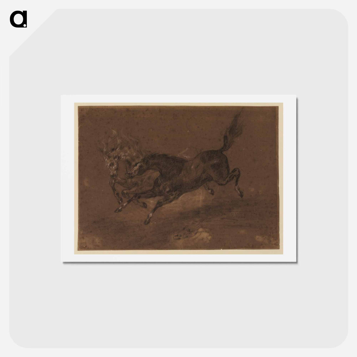 アートポストカード-Horses running - ウジェーヌ ドラクロワ Postcard.