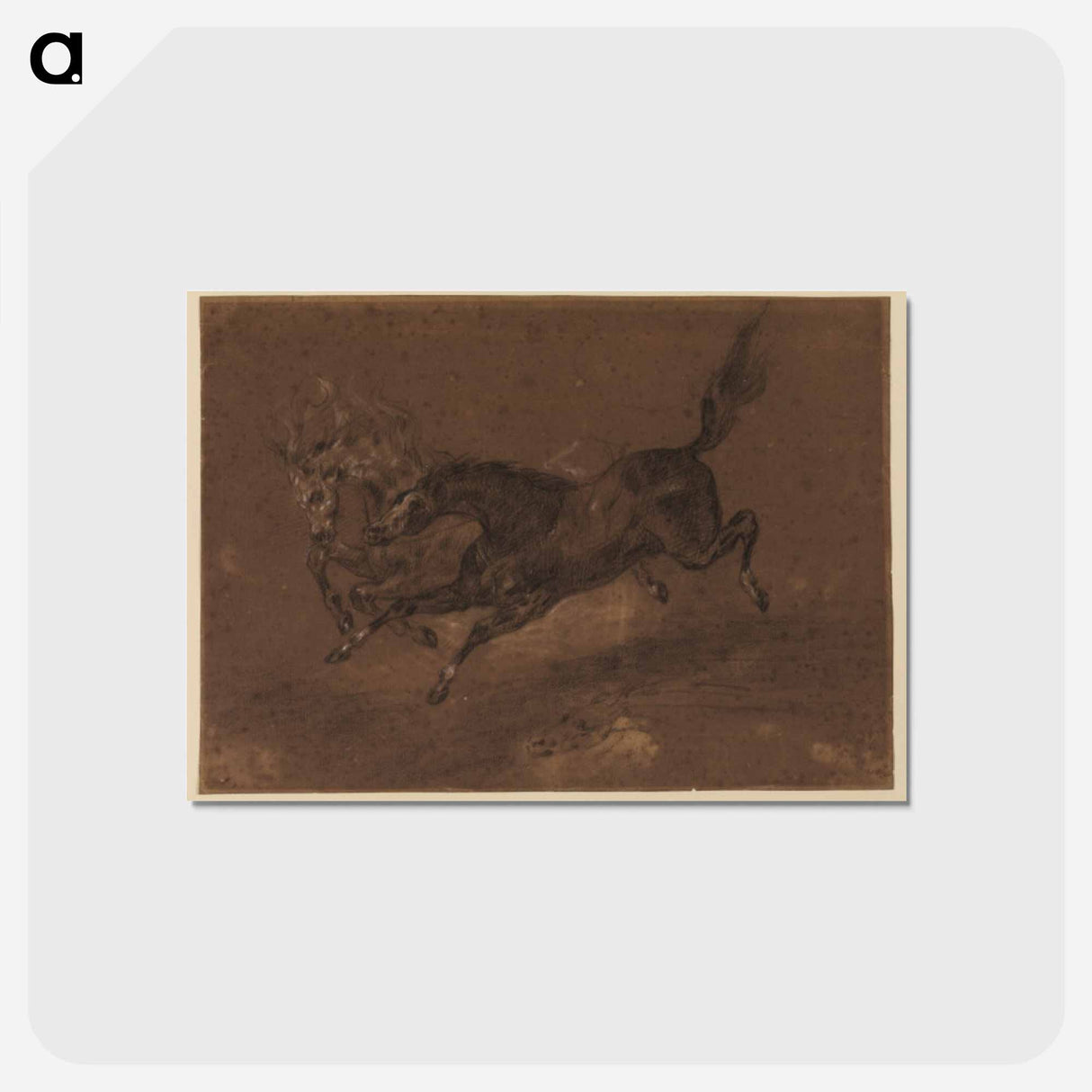 アートポストカード-Horses running - ウジェーヌ ドラクロワ Postcard.
