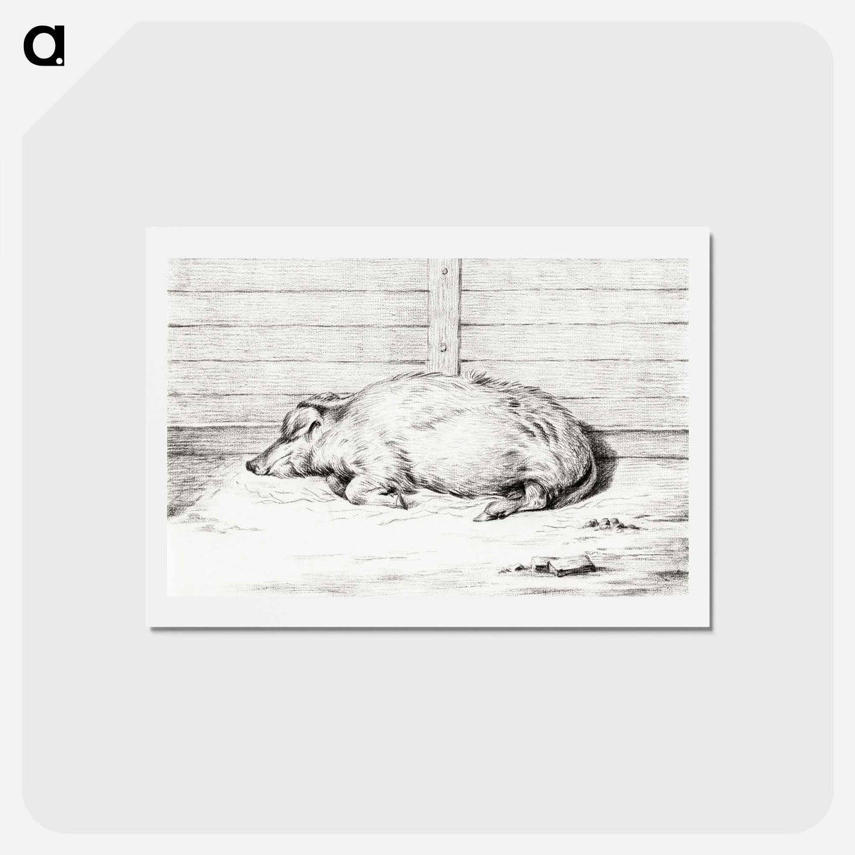 アートポストカード-Lying pig - ジャン ベルナール Postcard.