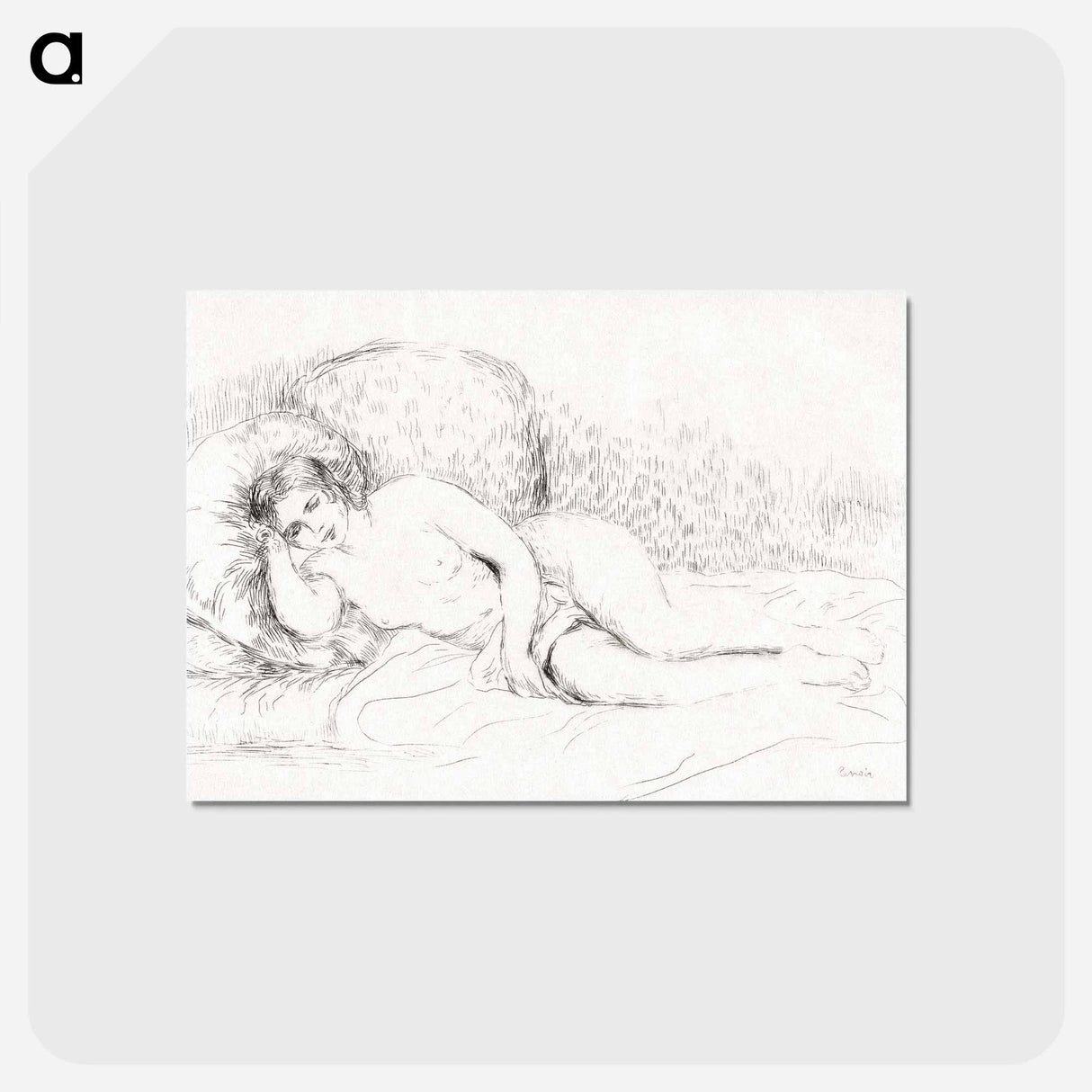 アートポストカード-Woman Reclining, to the Left - ピエール オーギュスト ルノワール Postcard.