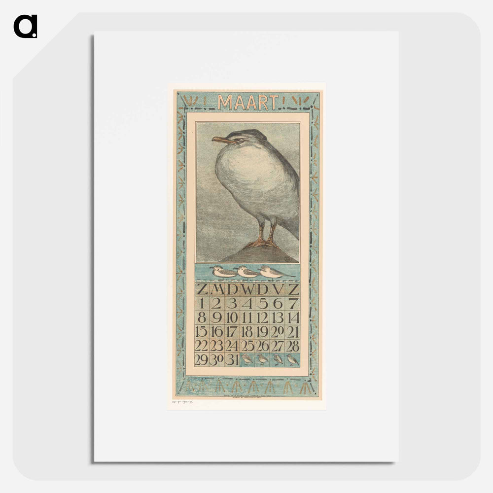 Kalenderblad april met wulp - Theo van Hoytema Poster.