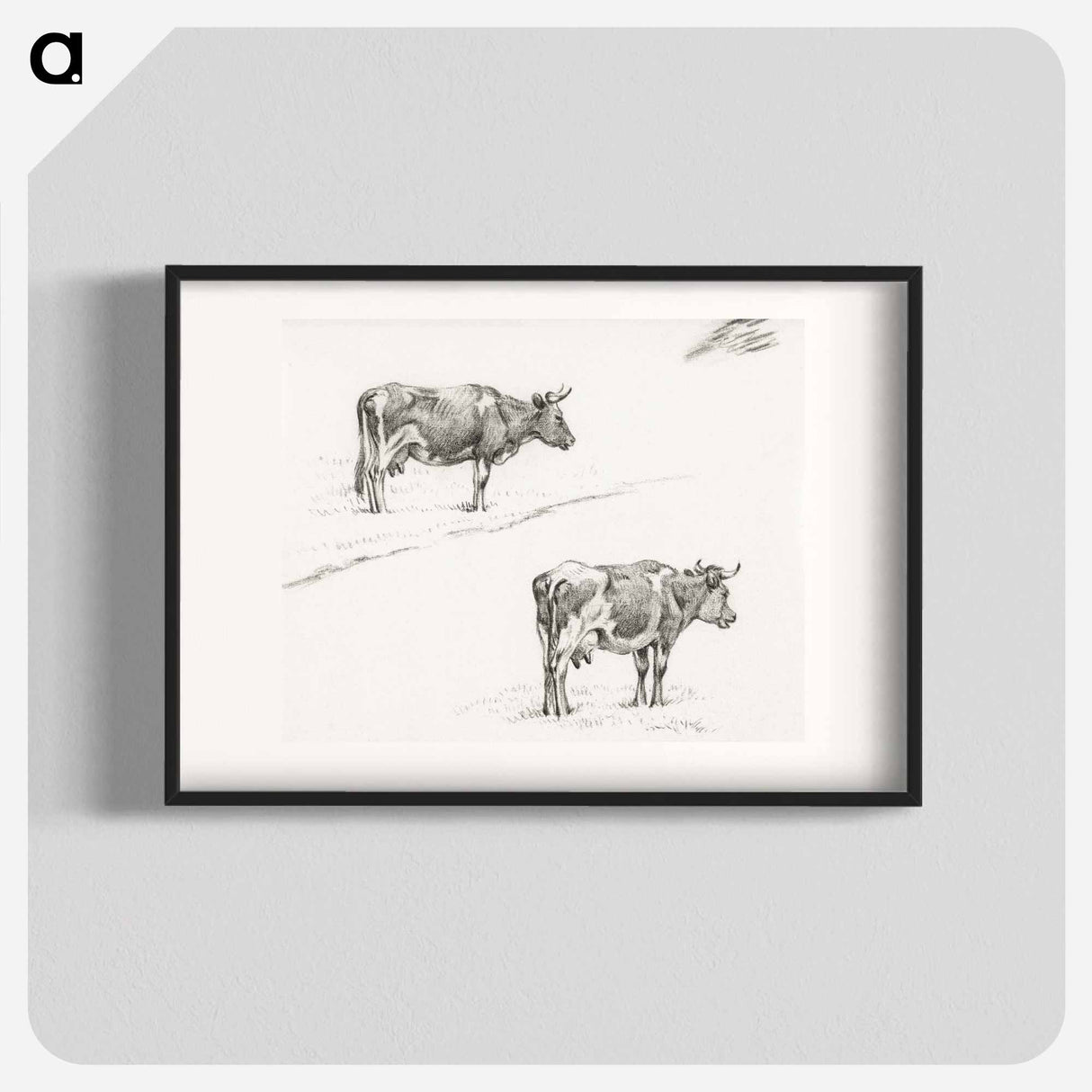 Two sketches of a standing cow - ジャン ベルナール Poster.