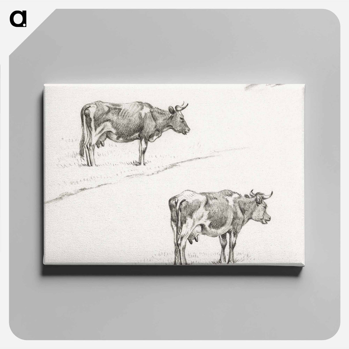 アートパネル-Two sketches of a standing cow - ジャン ベルナール Canvas.