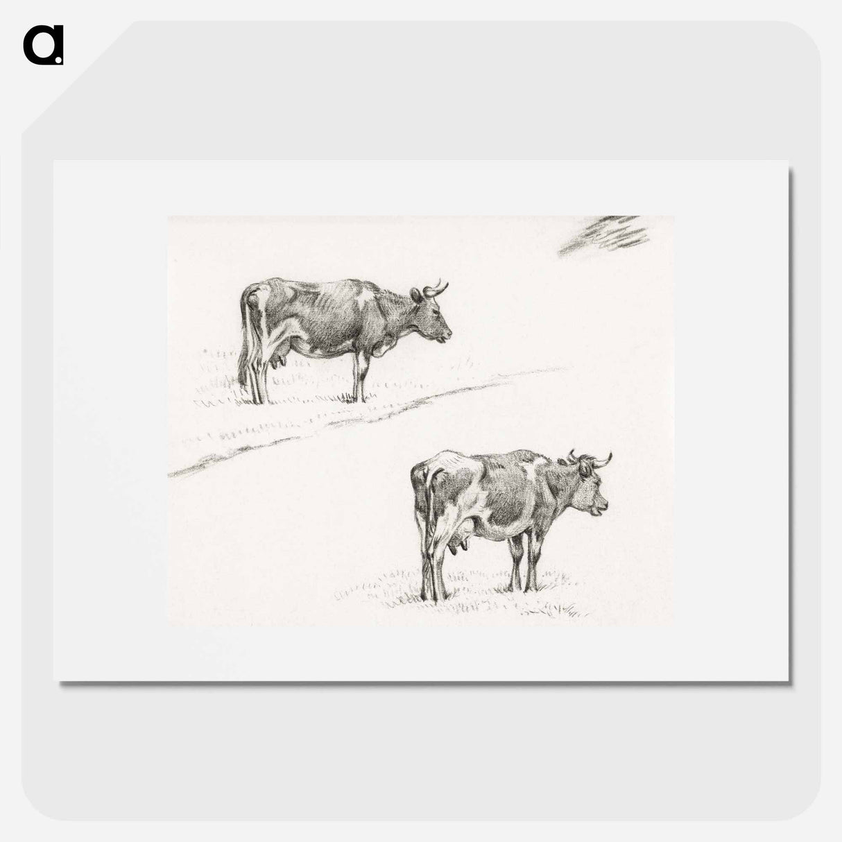 Two sketches of a standing cow - ジャン ベルナール Poster.