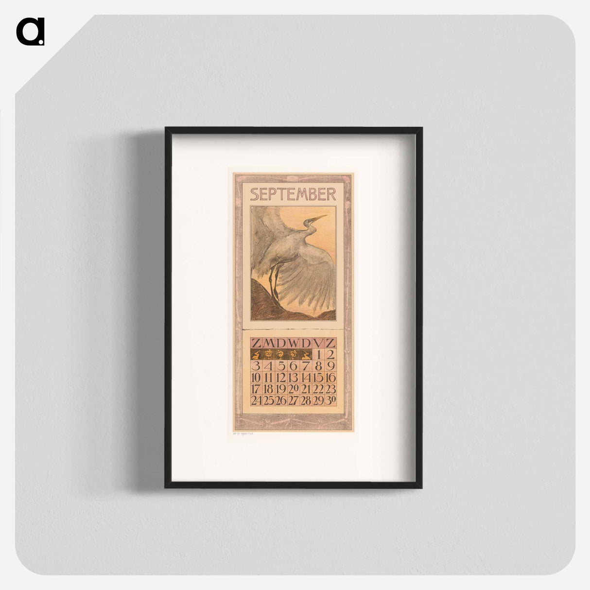 Calendar September with Silver Reiger - Theo Van Hoytema Poster.