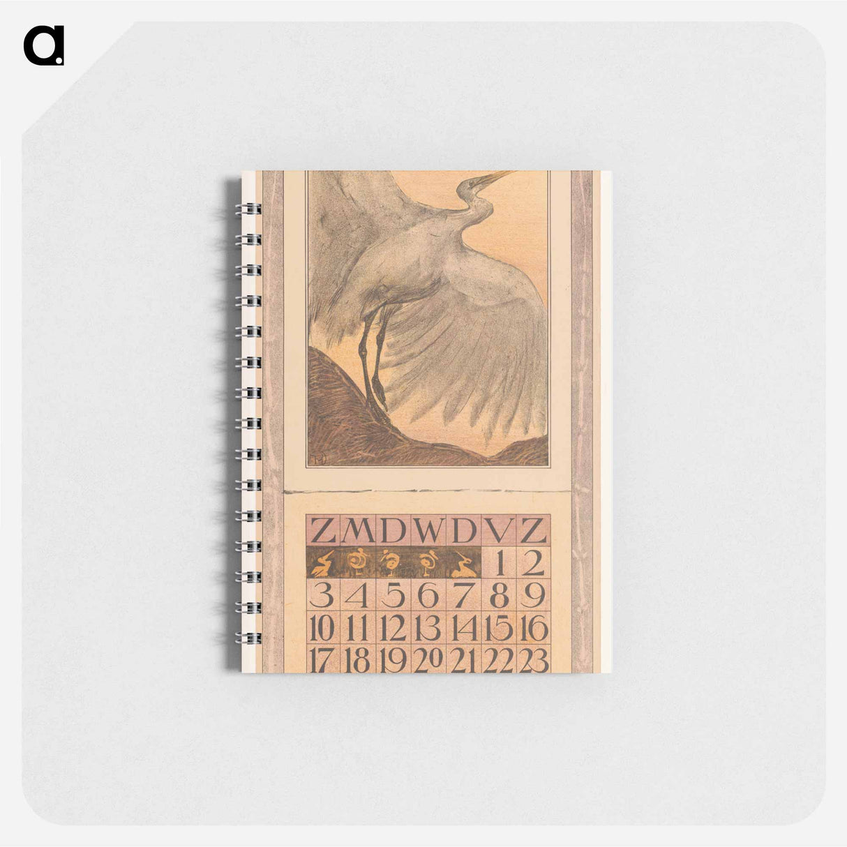 Kalenderblad september met zilverreiger - テオ ヴァン ホイテマ Memo.