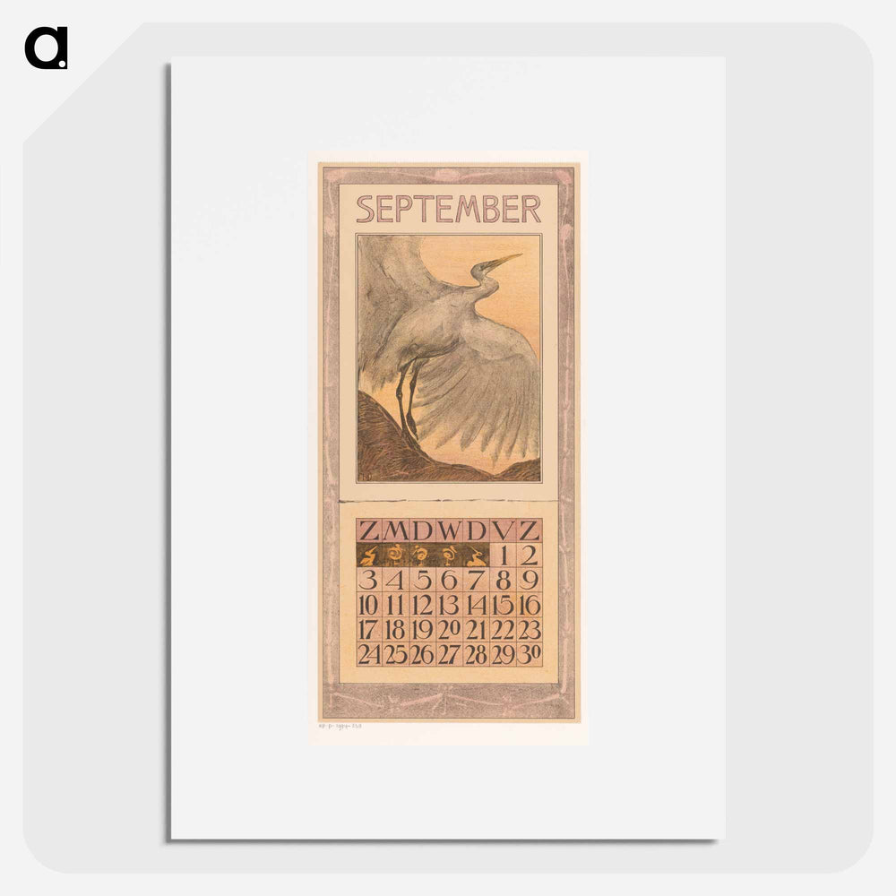 Calendar September with Silver Reiger - Theo Van Hoytema Poster.