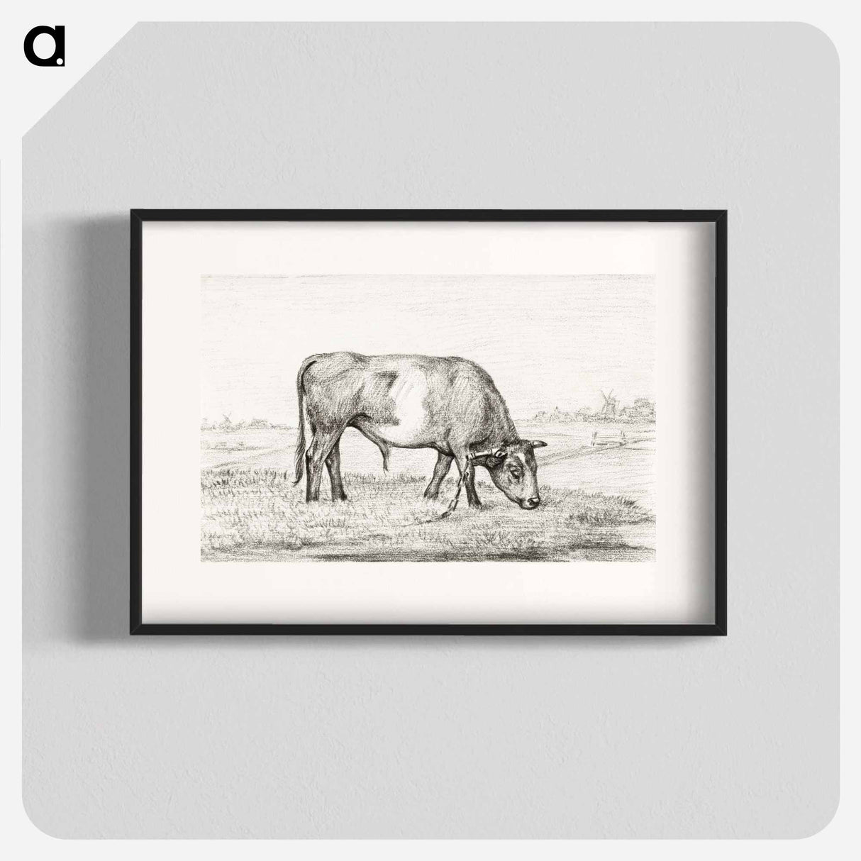 Grazing bull in a pasture - ジャン ベルナール Poster.