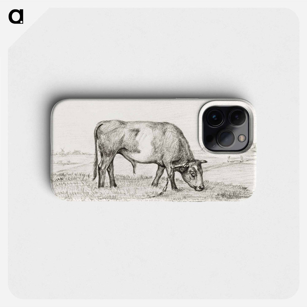 Grazing bull in a pasture - ジャン ベルナール Phone Case.