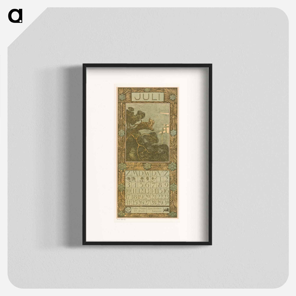 Calendar July with flowers - Theo van Hoytema Poster.