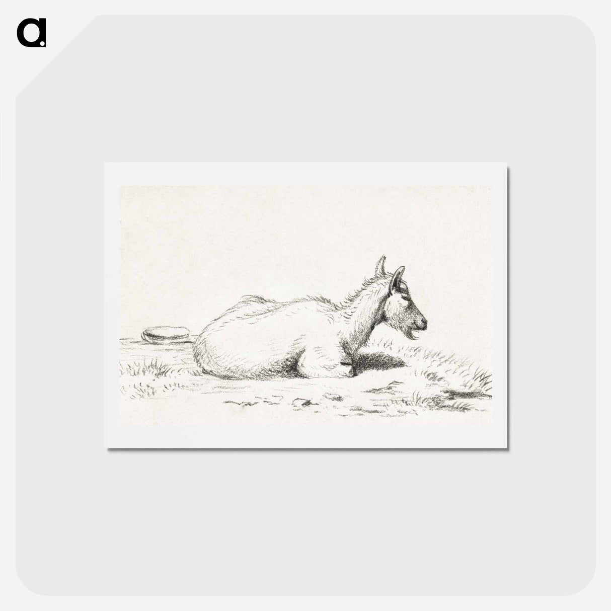 アートポストカード-Lying goat - ジャン ベルナール Postcard.