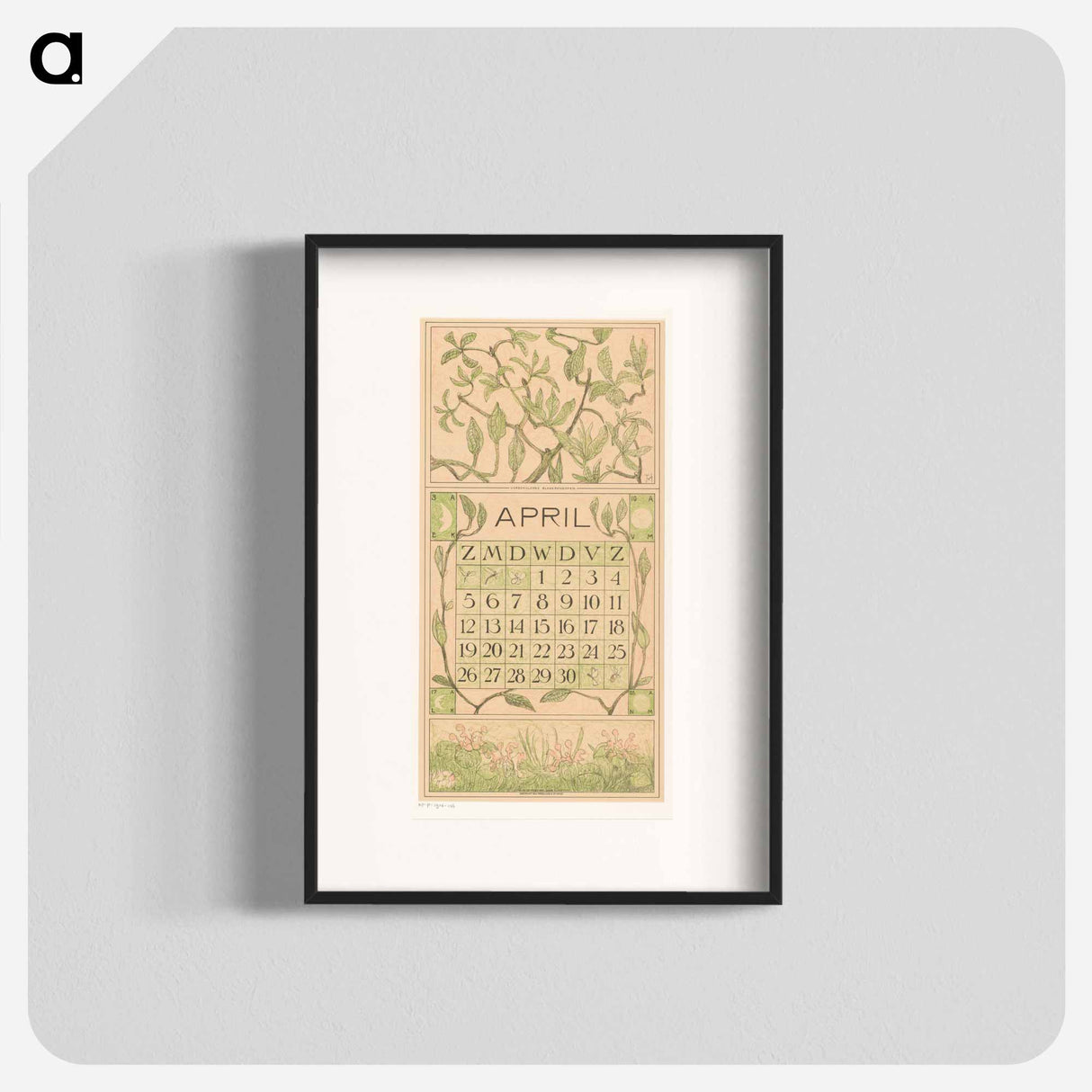 Calendar for April with Bladeren - Theo Van Hoytema Poster.