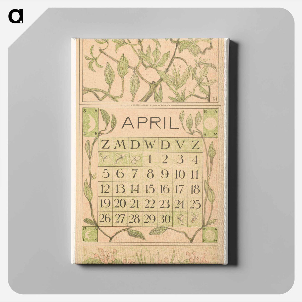 Calendar for April with Bladeren - Theo van Hoytema Canvas.