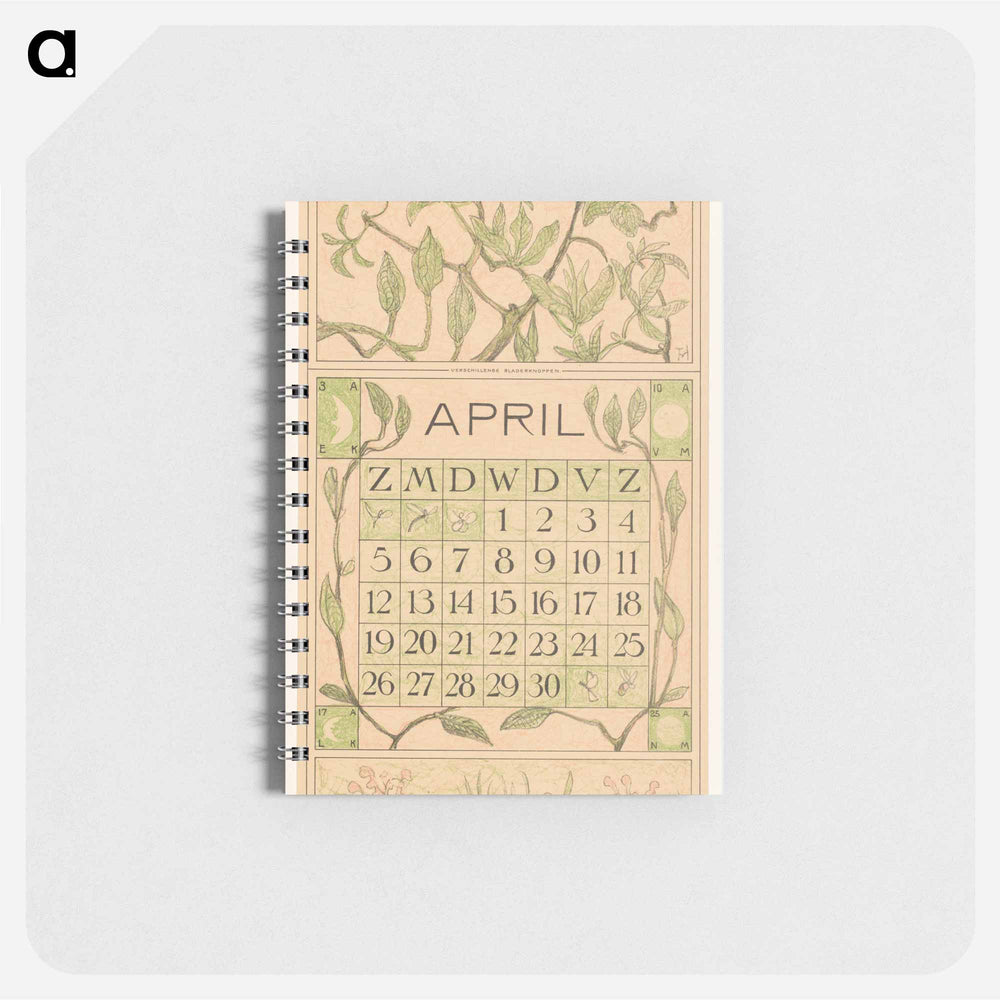 Kalenderblad april met bladeren - テオ ヴァン ホイテマ Memo.