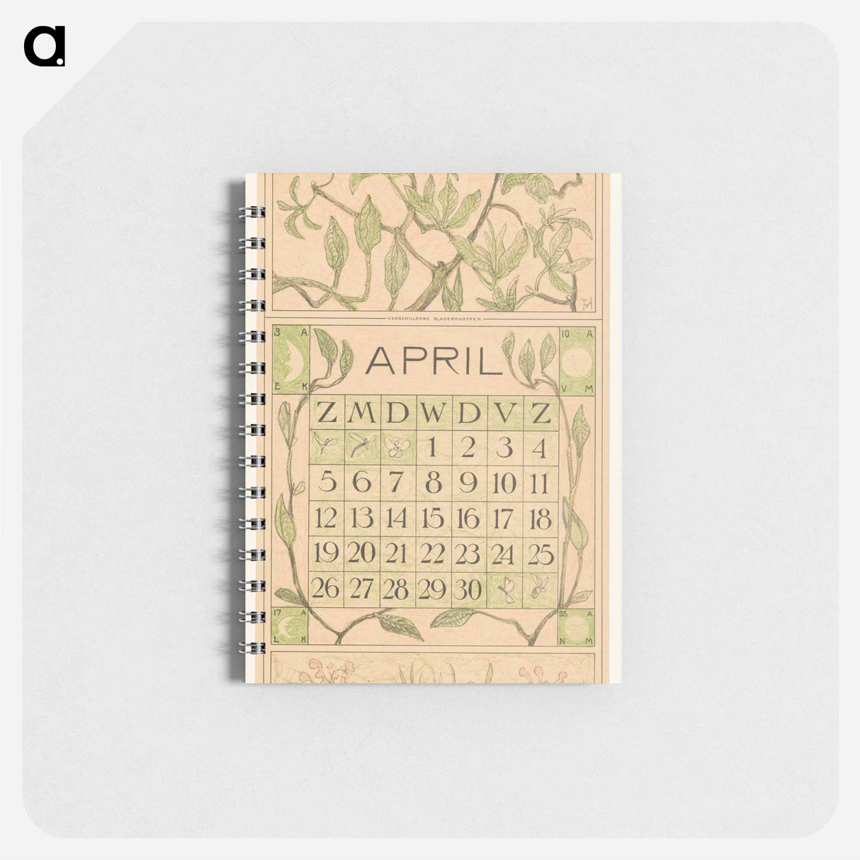 Kalenderblad april met bladeren - テオ ヴァン ホイテマ Memo.