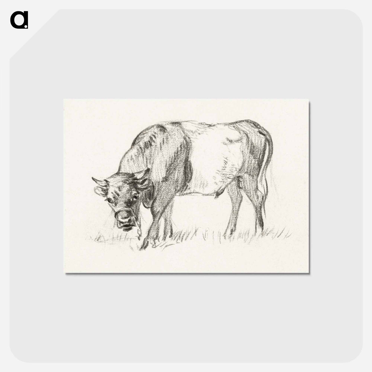 アートポストカード-Grazing bull - ジャン ベルナール Postcard.