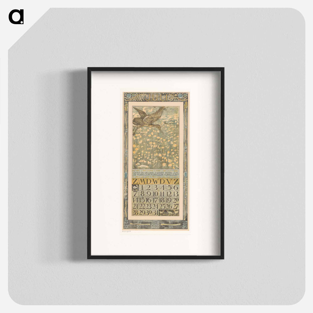 Calendar July with tureluur - Theo van Hoytema Poster.