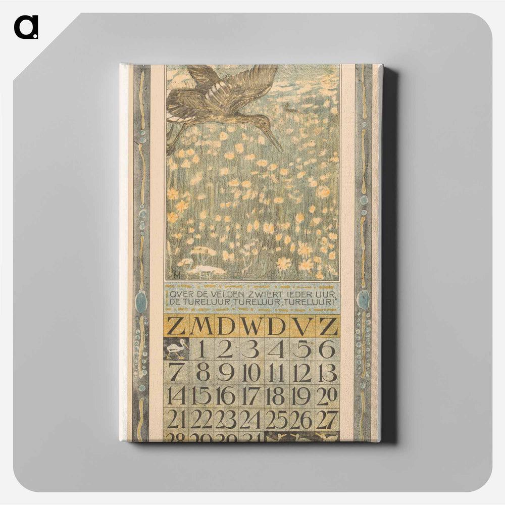 Calendar July with tulle - Theo van Hoytema Canvas.