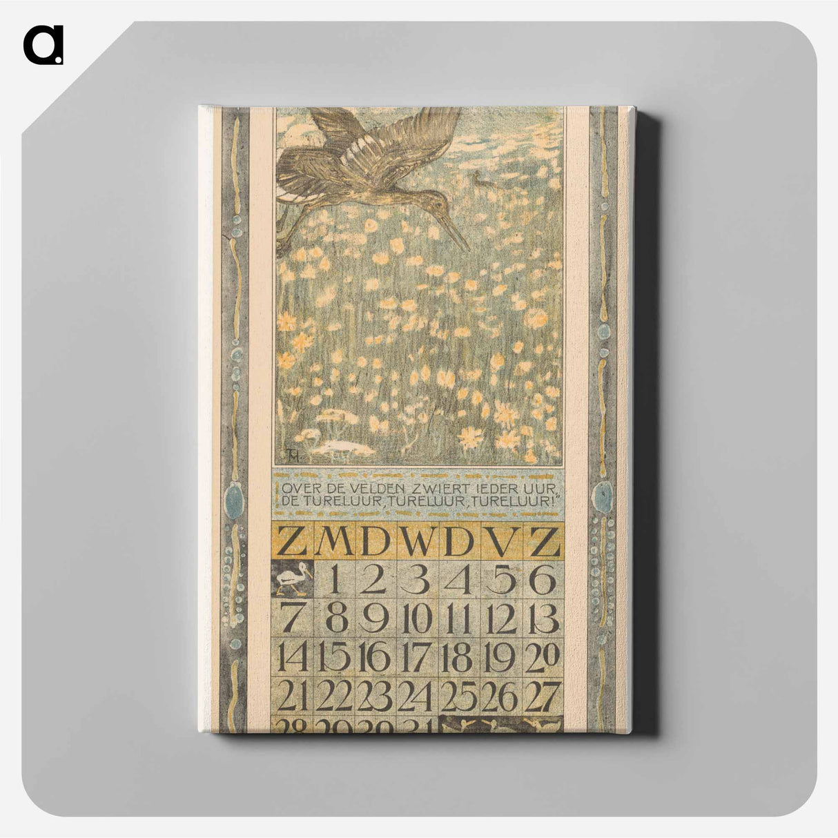 Calendar July with tulle - Theo van Hoytema Canvas.