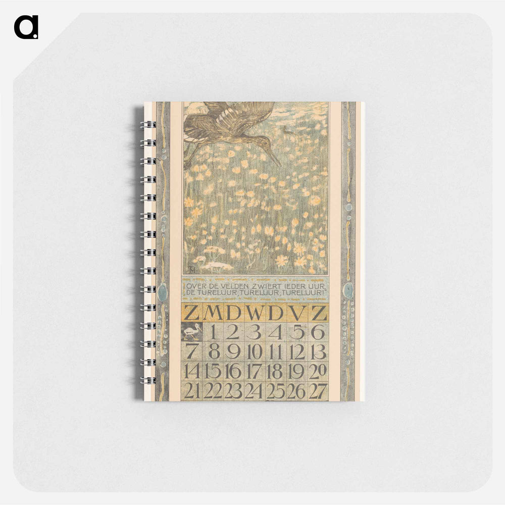 Kalenderblad juli met tureluur - テオ ヴァン ホイテマ Memo.