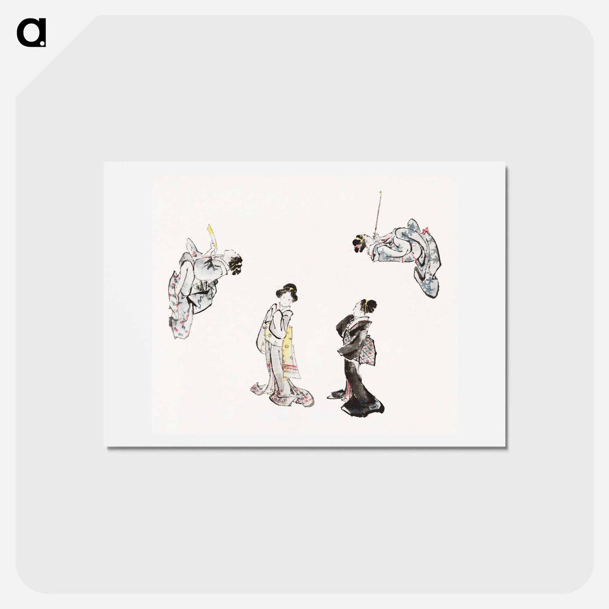 アートポストカード-Hokusai's Japanese woman from Album of Sketches - 葛飾 北斎 Postcard.
